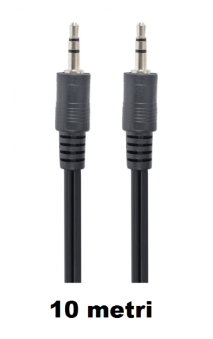 Conectica - Cablu audio Jack 3.5mm la Jack 3.5mm – 10m – Tata–Tata – Negru