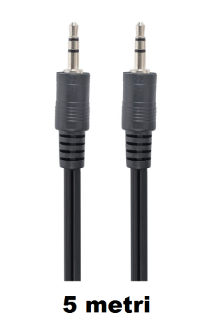 Conectica - Cablu audio Jack 3.5mm la Jack 3.5mm – 5m – Tata–Tata – Negru