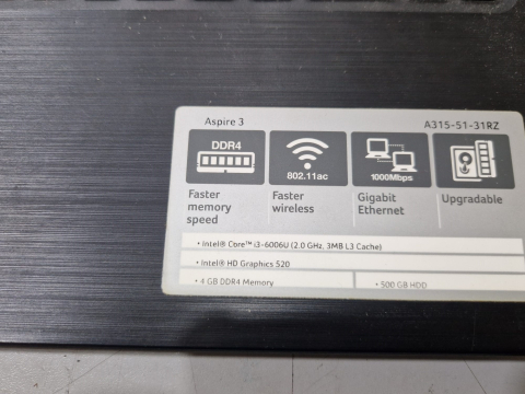 Carcasa Laptop Completa Acer Aspire 3 A315-51 A315-51-31RZ cu Tastatura Balamale Cabluri, Second Hand [4]