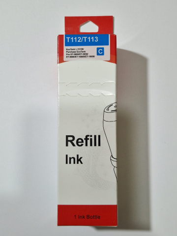 Cartuse imprimante inkjet - Cerneala Compatibila Epson T112 / T113 Cyan – Pentru EcoTank L6550 L6570 L6580 L15150 L15160