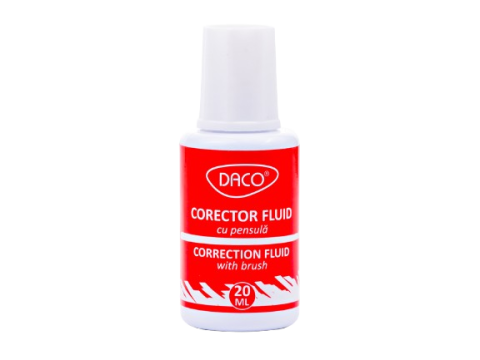 Papetarie - Fluid Corector Daco – 20 ml, cu Pensula, Alb Intens
