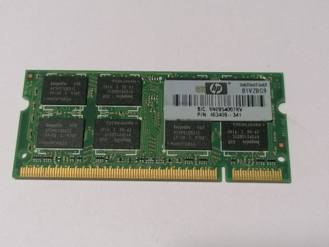 Memorii RAM - Hynix 2GB DDR2 800MHz – Memorie RAM SODIMM 2Rx8 pentru laptop / HY5PS1G831C + P/N HP 463409‑341