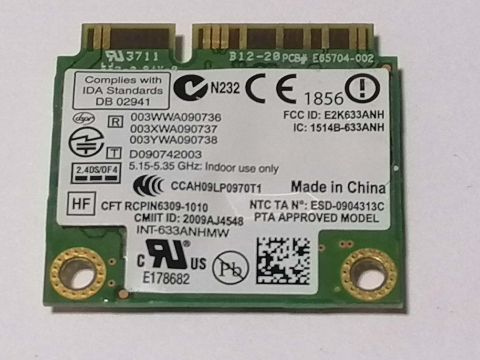 Intel Centrino Ultimate-N 6300 – Placa wifi Mini PCI‑E 802.11a/b/g/n 450 Mbps pentru laptop [1]