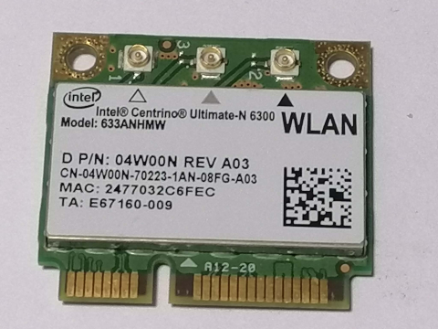 Piese - componente laptop - Intel Centrino Ultimate-N 6300 – Placa wifi Mini PCI‑E 802.11a/b/g/n 450 Mbps pentru laptop