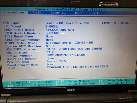 Pret redus / Produse cu defect - Laptop Acer Aspire 7735ZG – Pentium T4200 – 4GB DDR3 – 320GB HDD – 17.3" – Second – Defect – Fara Garantie