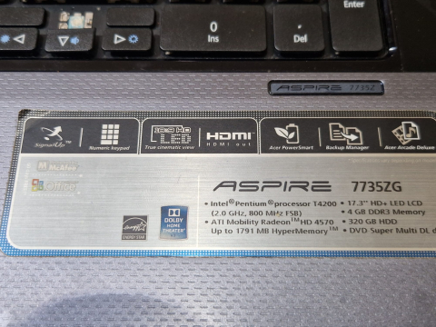 Laptop Acer Aspire 7735ZG – Pentium T4200 – 4GB DDR3 – 320GB HDD – 17.3" – Second – Defect – Fara Garantie [2]