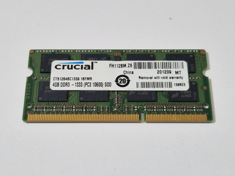 Memorii RAM - Memorie RAM Laptop Crucial 4GB DDR3 1333MHz PC3-10600S 1.5V SODIMM CT51264BC1339, Second Hand