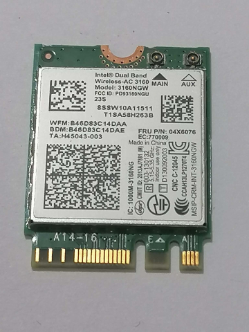 Wifi laptop - Module Wi-Fi Laptop – Intel 3160 / 3165 / 3168 / 7265 / 8260 + Realtek & Atheros