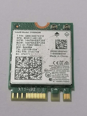 Module Wi-Fi Laptop – Intel 3160 / 3165 / 3168 / 7265 / 8260 + Realtek & Atheros [7]