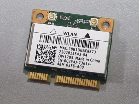 Piese - componente laptop - Modul  WiFi si Bluetooth Laptop Dell Wireless DW1705 0C3Y4J QCWB335 Half Mini PCIe 150Mbps BT 4.0, Second Hand