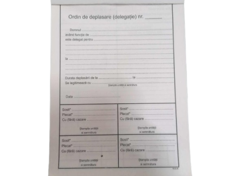 Papetarie - Ordin de Deplasare – Format A5, 100 File, Tipizat