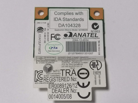 Wifi laptop - Qualcomm Atheros QCWB335 – Placa wifi Mini PCI‑E 802.11b/g/n + Bluetooth pentru laptop
