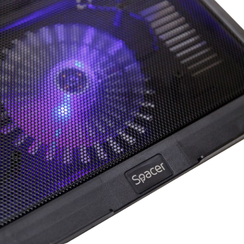 Suport Racire Laptop Spacer SP-NC19 – 15.6", Ventilator 140mm, LED Albastru [1]