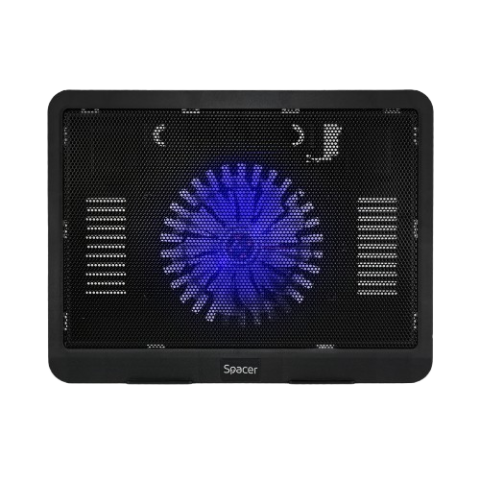 Periferice PC - Laptop - Suport Racire Laptop Spacer SP-NC19 – 15.6", Ventilator 140mm, LED Albastru