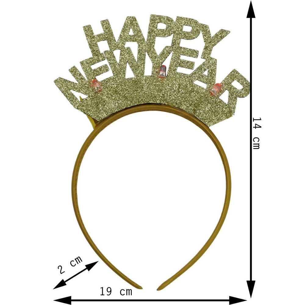 Bentita/cerc Happy Newyear, culoare auriu, marime standard, Flippy [11]