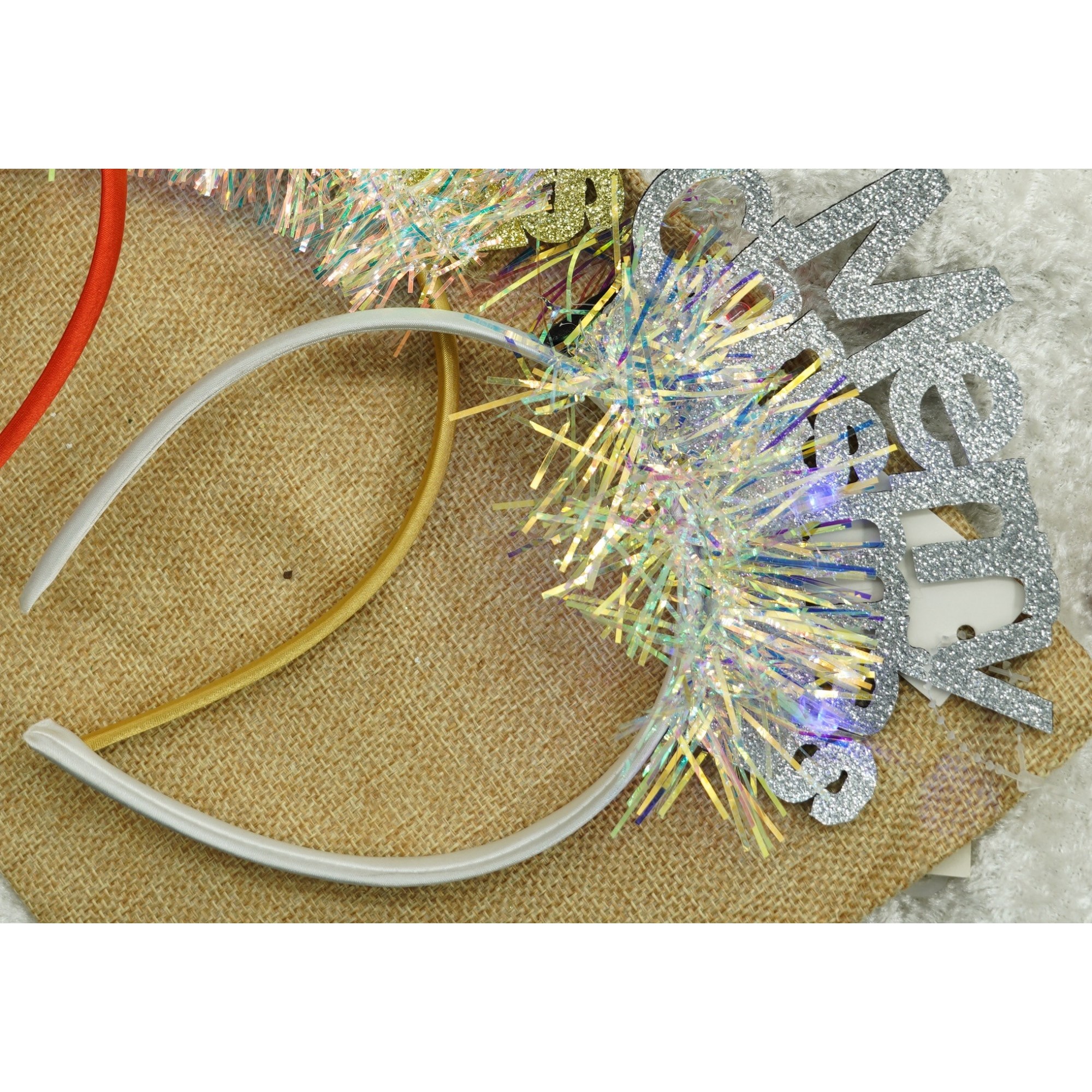 Bentita/cerc Mery Cristmas, culoare gri metalic cu beteala, marime standard, Flippy [3]