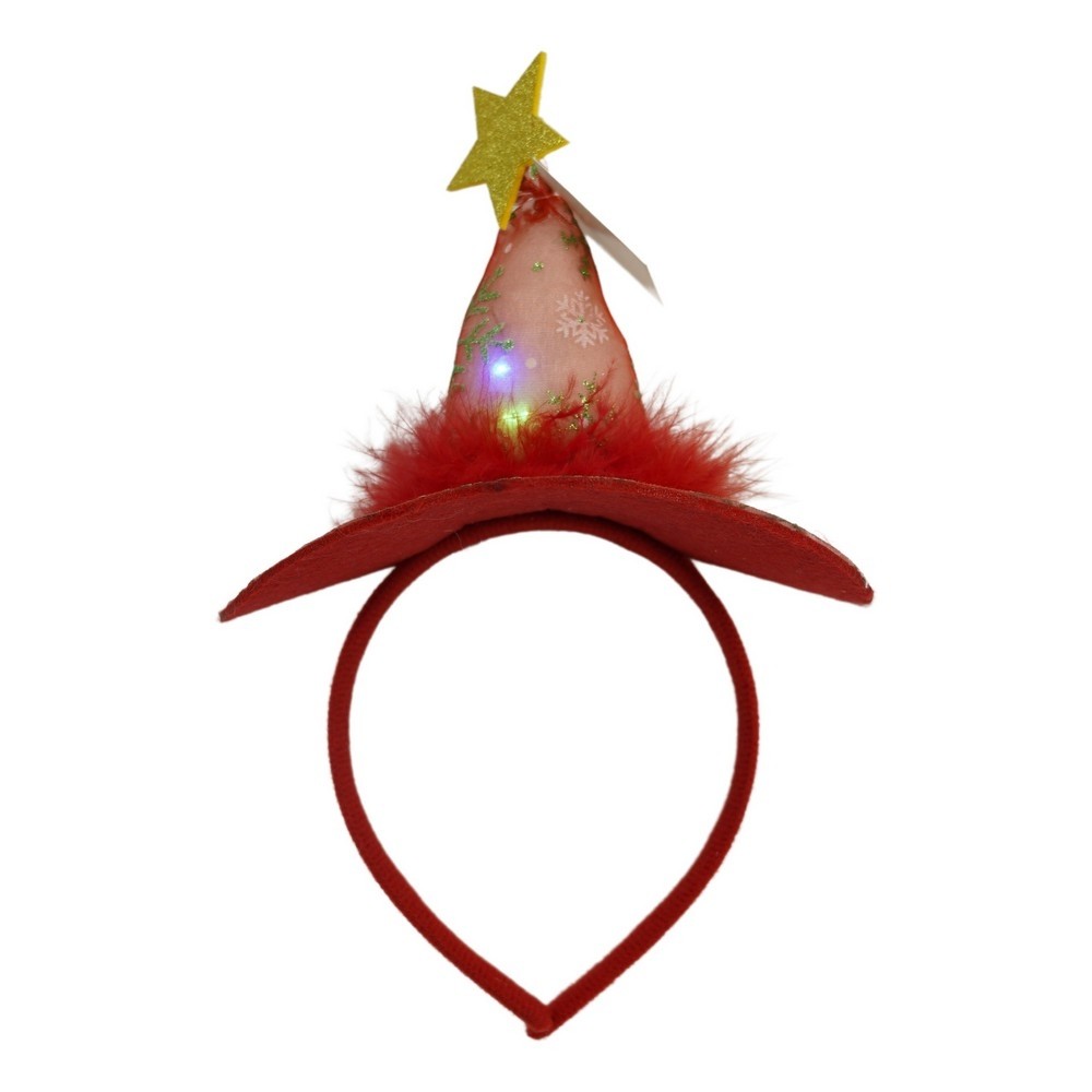 Costume Craciun - Bentita/cerc tip palarie de Craciun, culoare rosie cu led, marime standard, Flippy