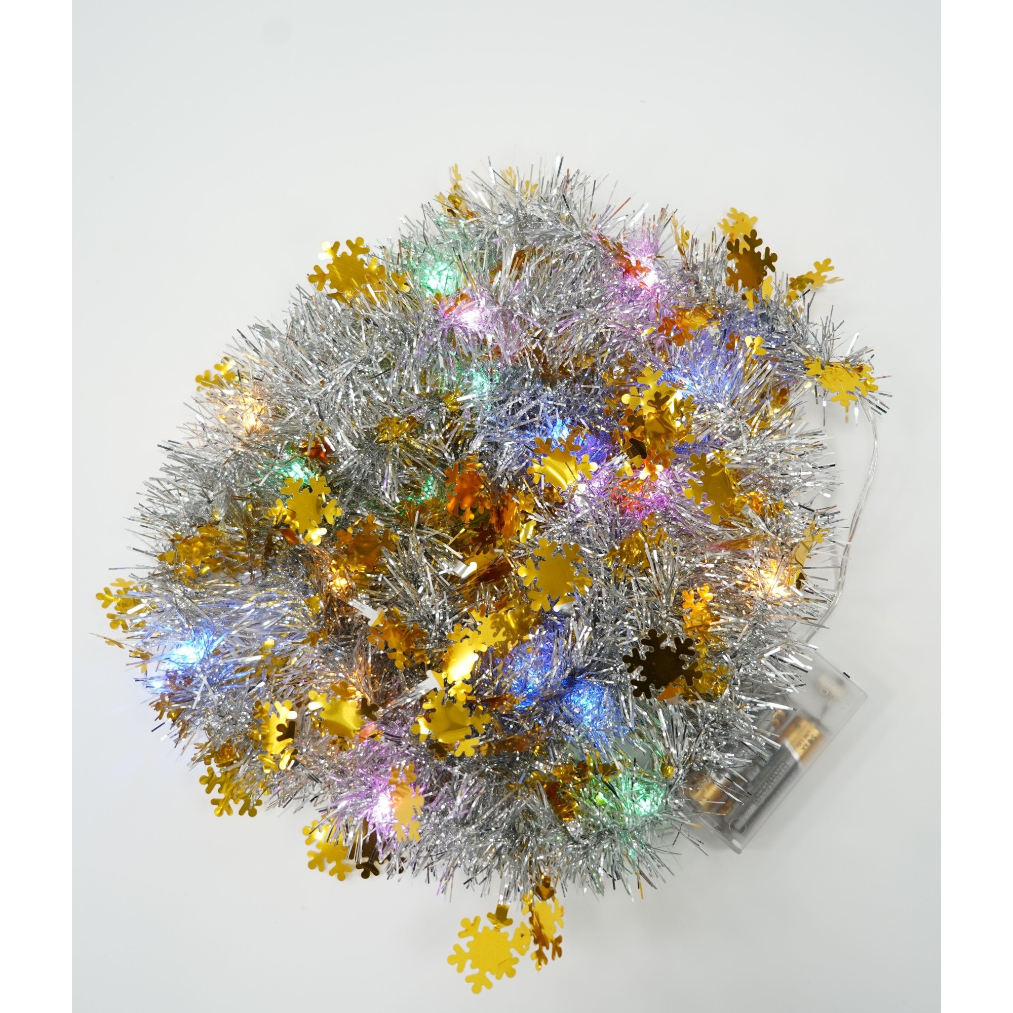 Beteala Craciun cu LED, Aurie, model cu fulgi de nea, 2 m x 5 cm, PVC, Sir, Artificiala, Flippy [3]