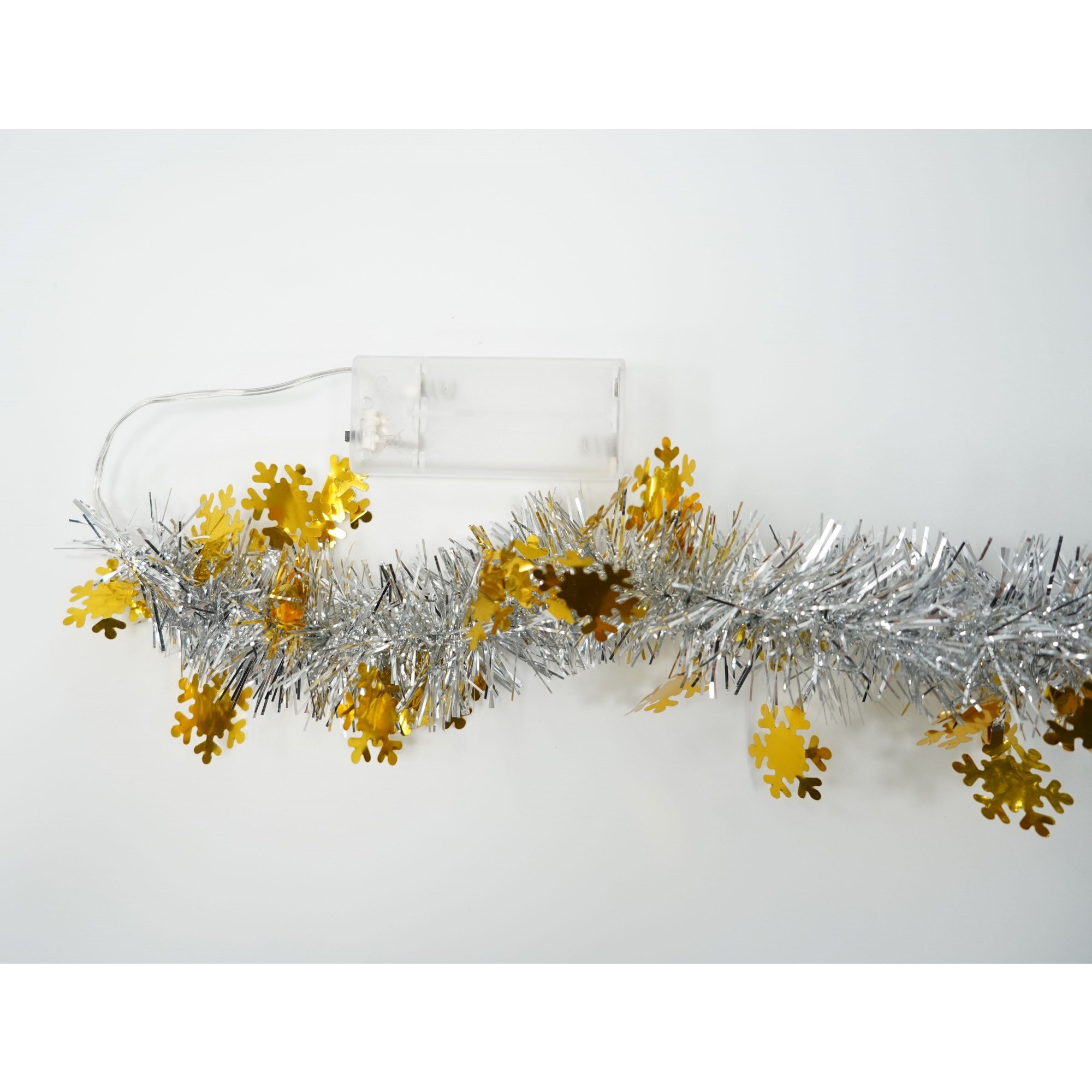 Beteala Craciun cu LED, Aurie, model cu fulgi de nea, 2 m x 5 cm, PVC, Sir, Artificiala, Flippy [6]