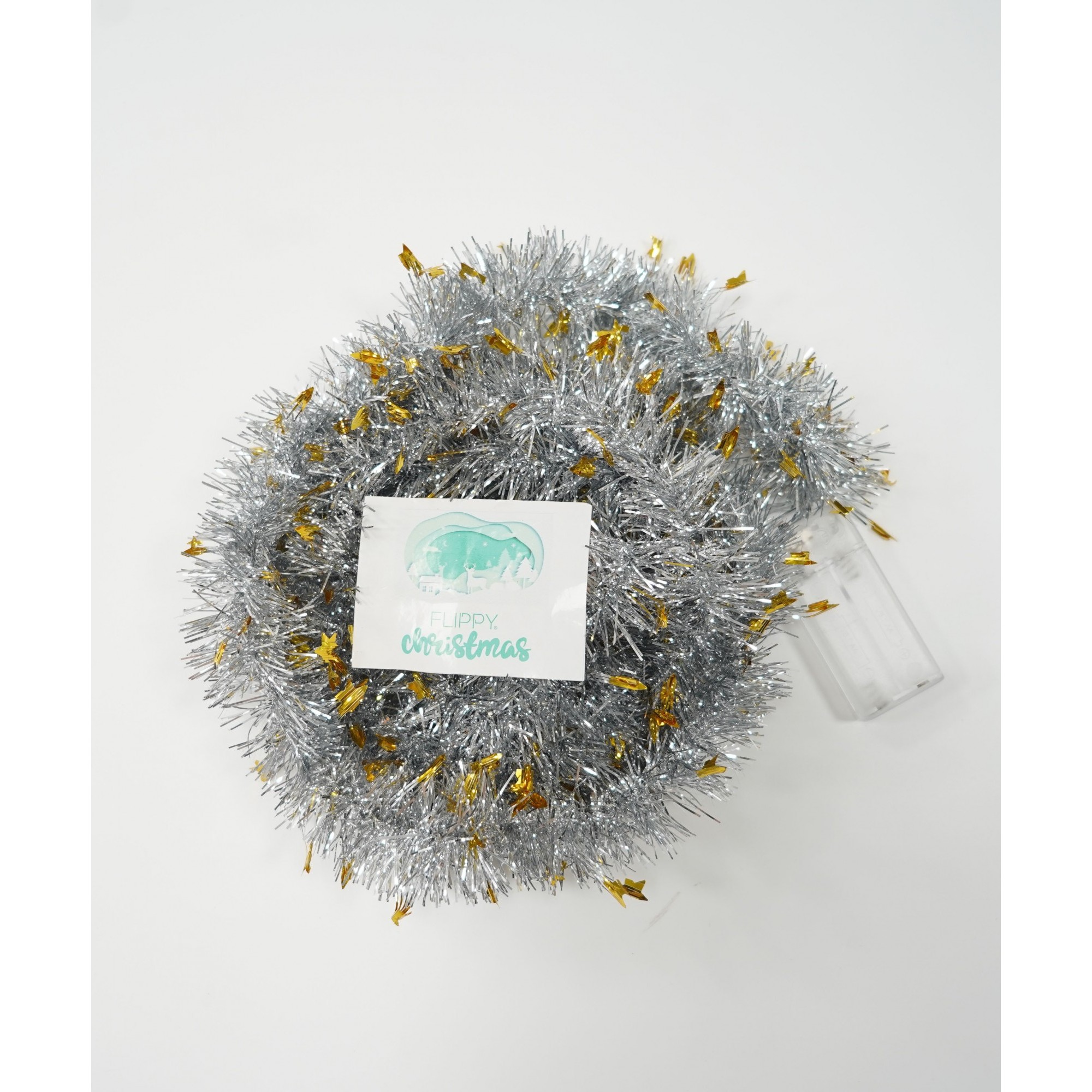 Beteala Craciun cu LED, Aurie, model cu stelute, 2 m x 5 cm, PVC, Sir, Artificiala, Flippy [3]