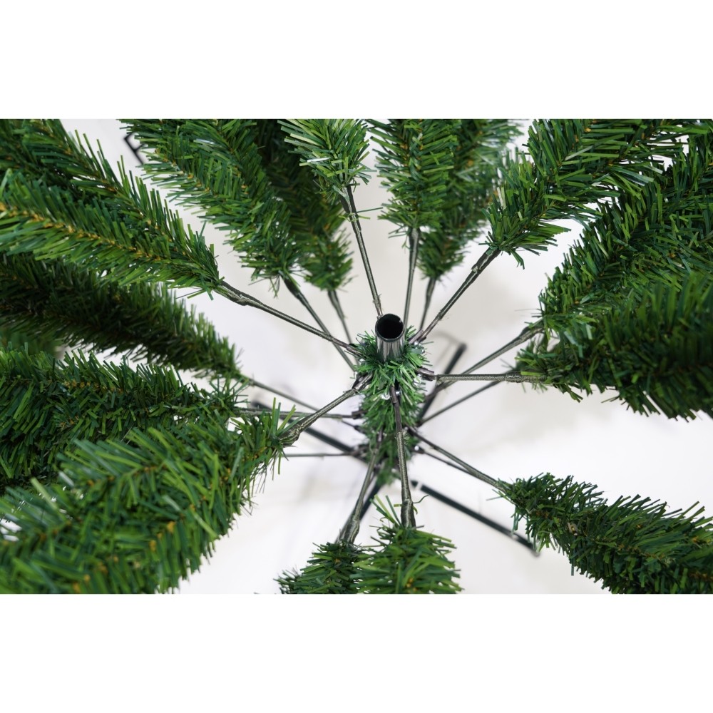 Brad artificial de Craciun, clasic, pentru interior/exterior, inaltime 210 cm, diametru 125 cm, 957 ramuri, Flippy, verde, suport metalic inclus [3]