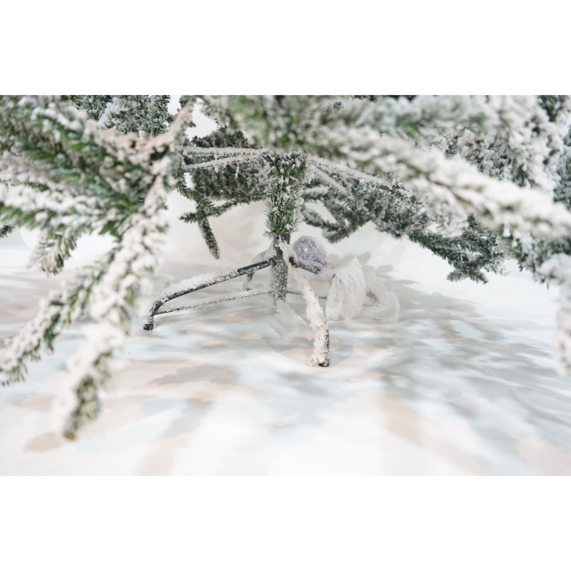 Brad Artificial de Craciun, Flippy, 2.10 m inaltime, Verde, Pulverizat alb-tip zapada, Diametru inferior 130 cm, Interior/ Exterior [17]