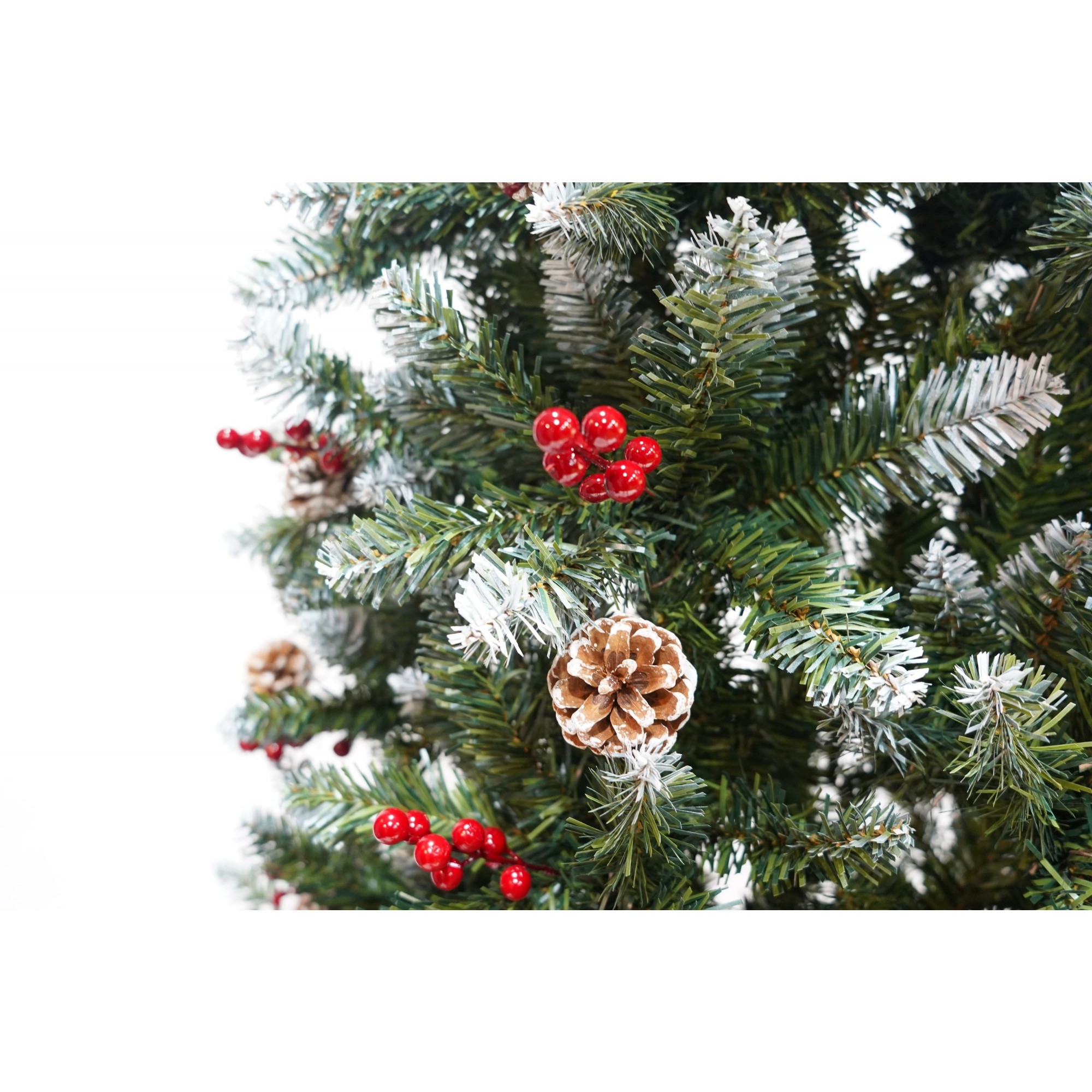 Brad Artificial de Craciun, Flippy, Sectionat pentru Perete/ Colt, 2.10 m inaltime, Verde, Decorat, Diametru Inferior 106 cm, Interior/ Exterior [12]