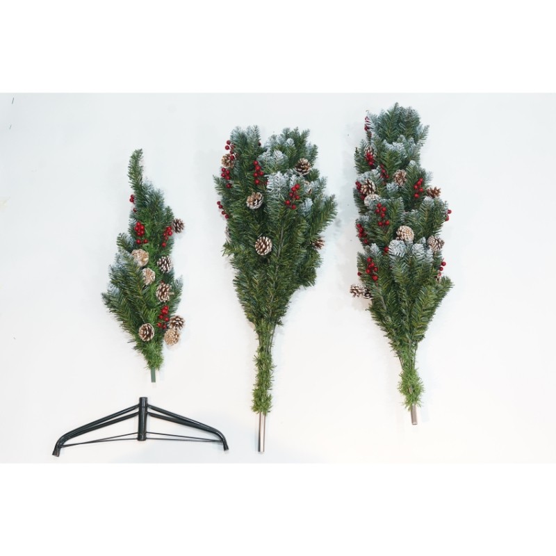 Brad Artificial de Craciun, Flippy, Sectionat pentru Perete/ Colt, 2.10 m inaltime, Verde, Decorat, Diametru Inferior 106 cm, Interior/ Exterior [23]