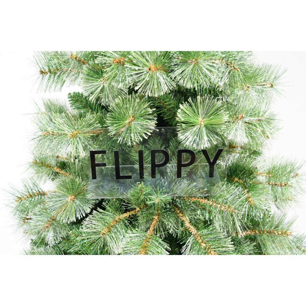 Brad artificial de Craciun tip pin, pentru interior/exterior, inaltime 210 cm, diametru 125 cm, 980 ramuri, Flippy, verde, suport metalic inclus [5]