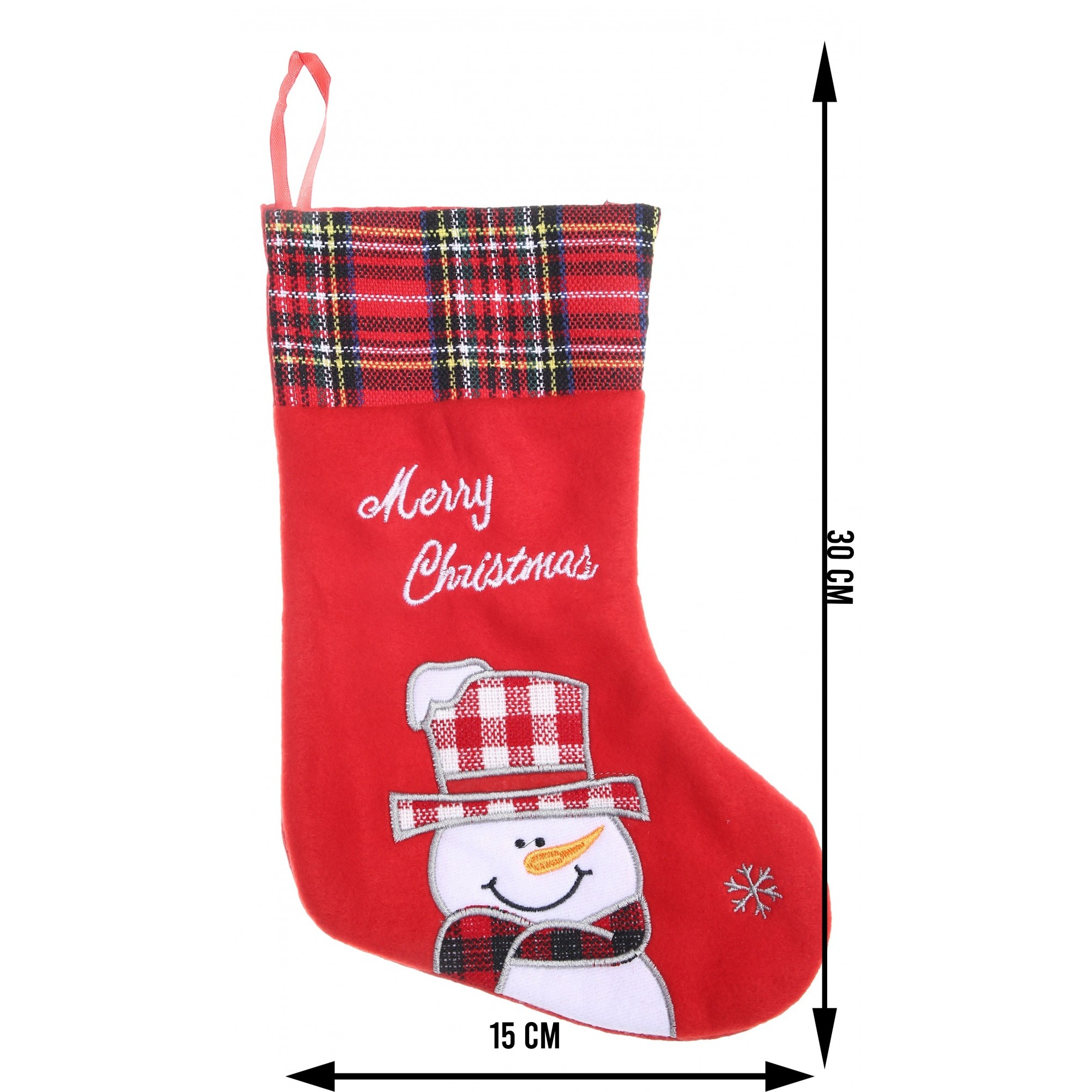 Ciorap Cadouri, culoare rosie, imprimeu om de zapada,marimea 15x30 cm, Flippy [6]