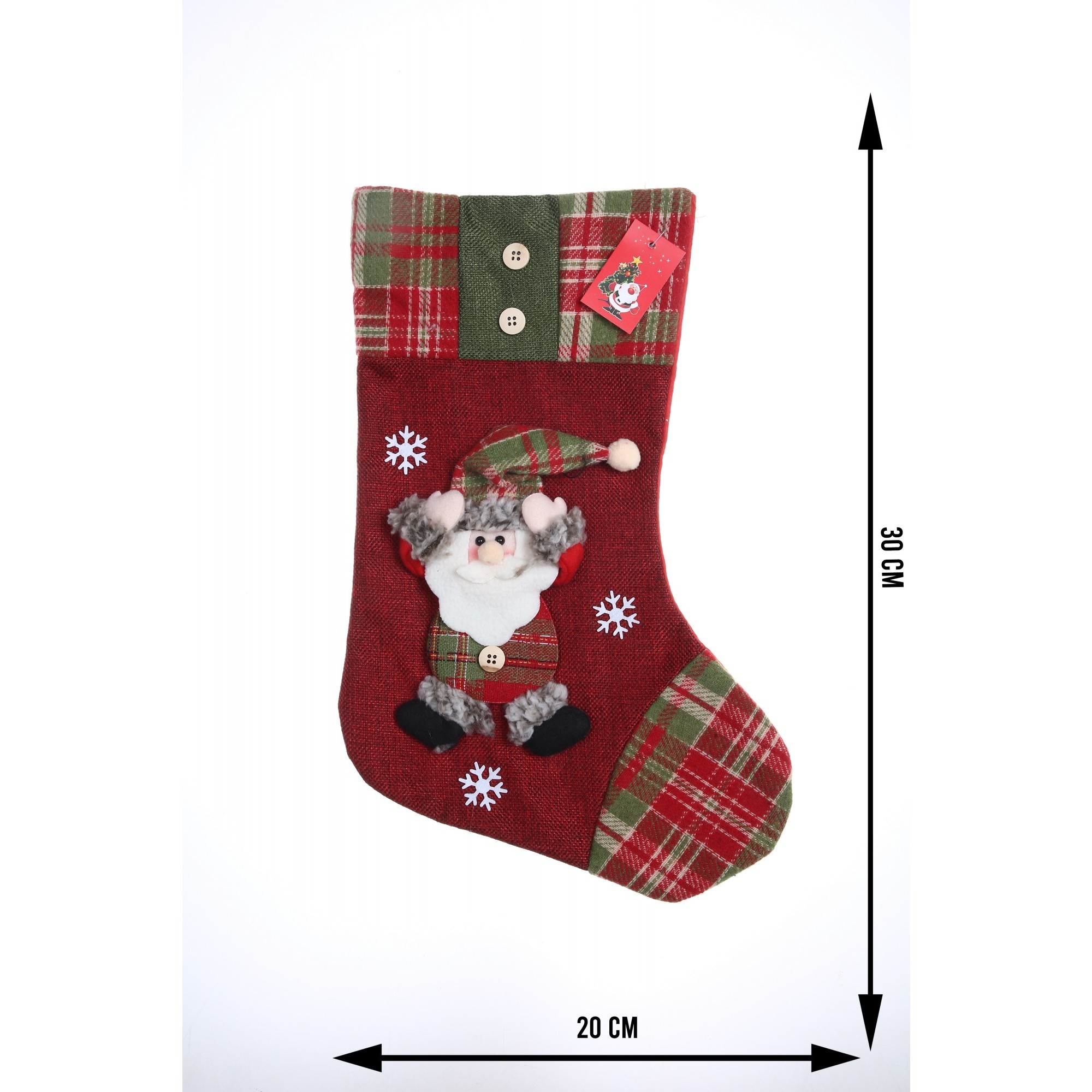 Ciorap Cadouri,Flippy,cu model Mos Craciun,rosu, marimea 20x30 cm, textil, interior [5]