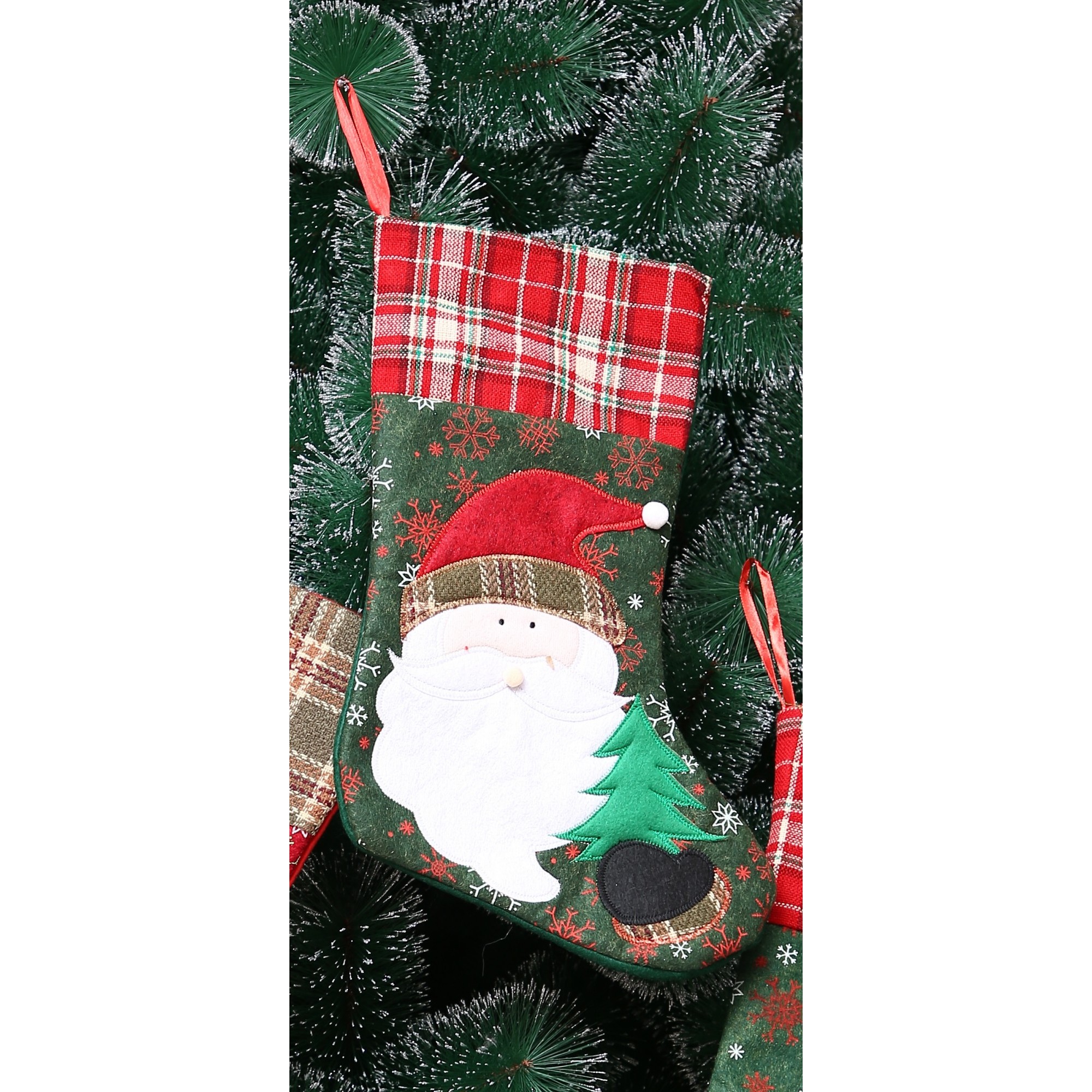 Ciorap Cadouri, Flippy,cu model Mos Craciun,verde, marimea 20x40 cm, textil, interior [3]