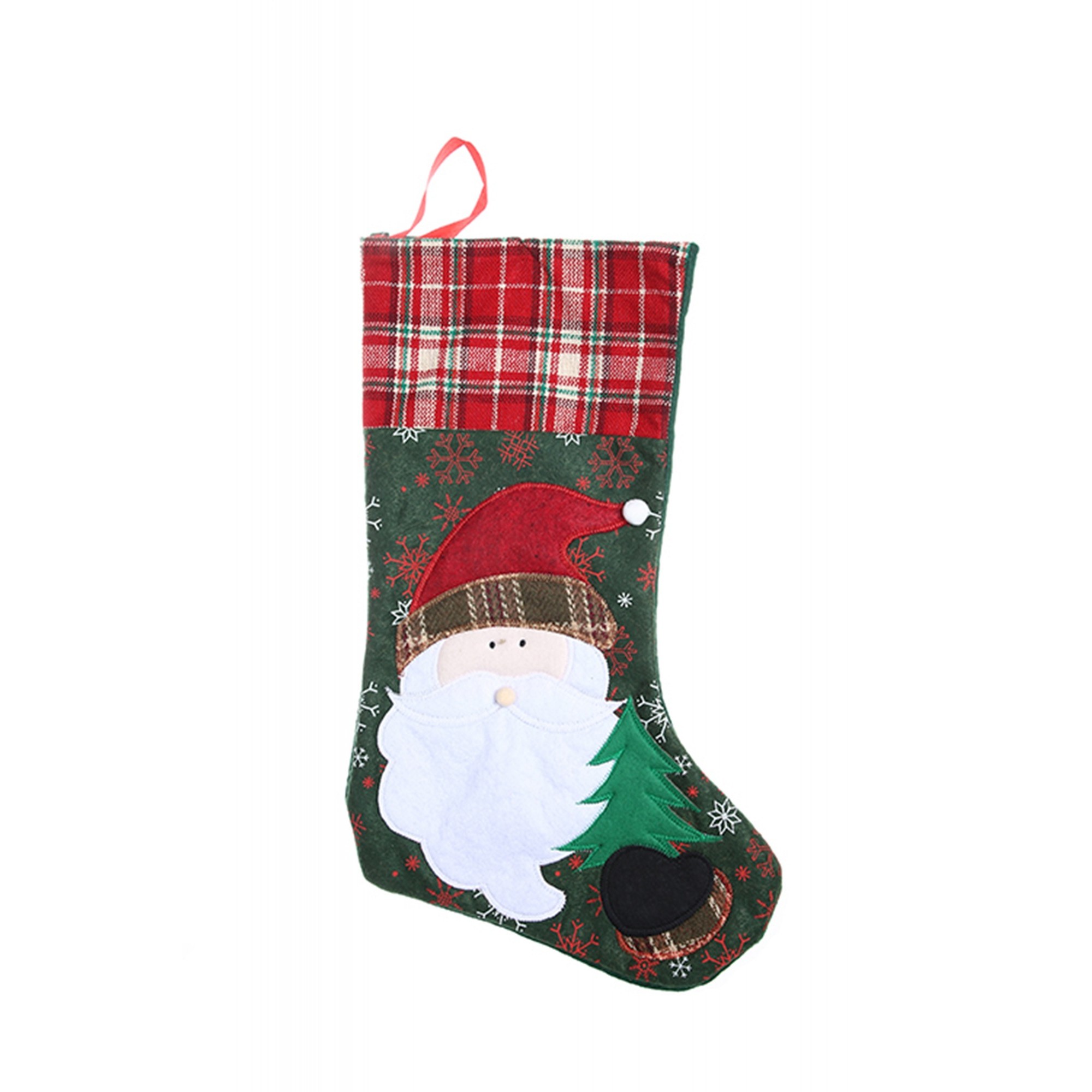 Ciorapi Craciun - Ciorap Cadouri, Flippy,cu model Mos Craciun,verde, marimea 20x40 cm, textil, interior