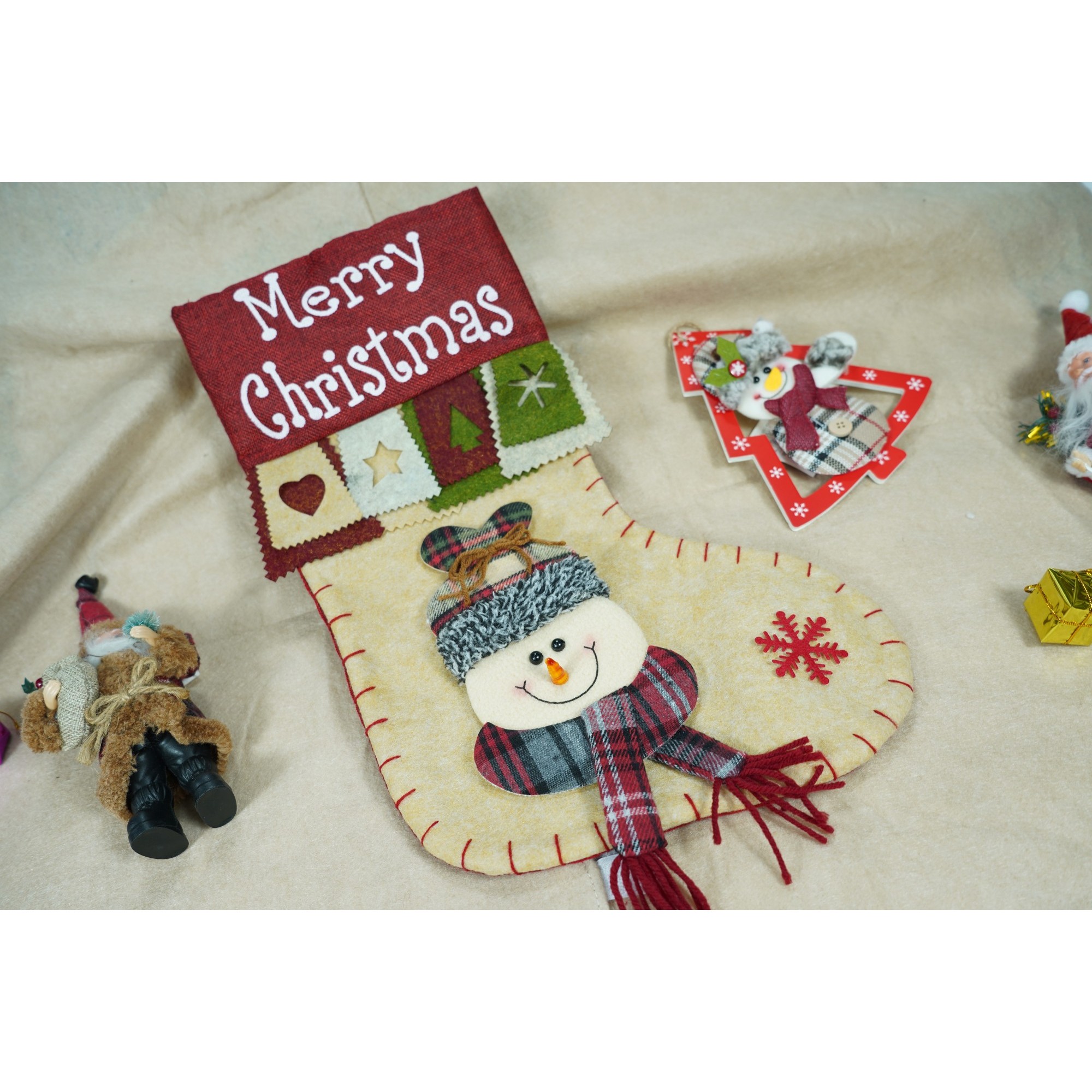 Ciorap Cadouri, Flippy,cu model om de zapada,crem, marimea 20x40 cm, textil, interior [3]