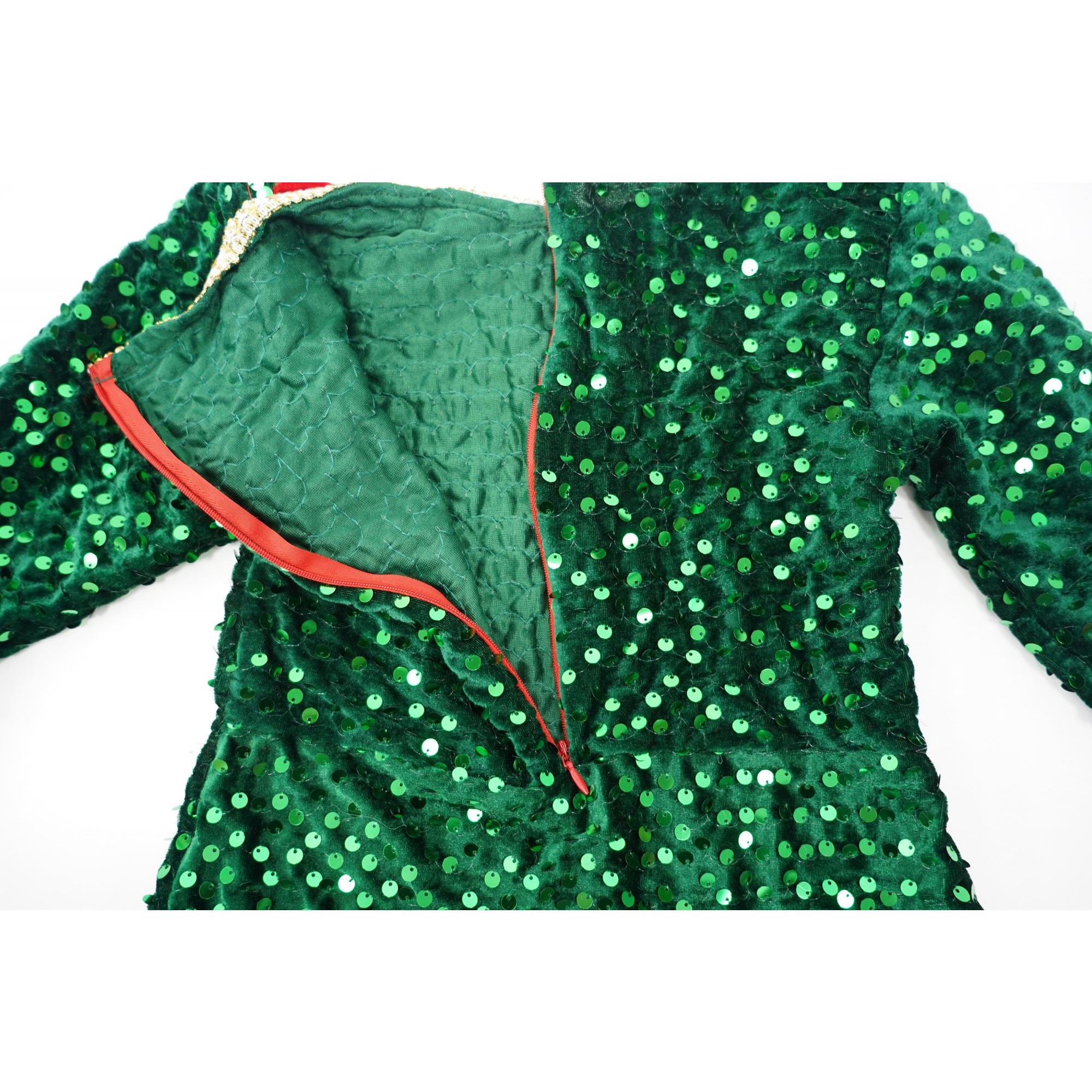 Costum Craciun, Flippy, Spiridus, rosu-verde, 7 - 9 ani, catifea [4]