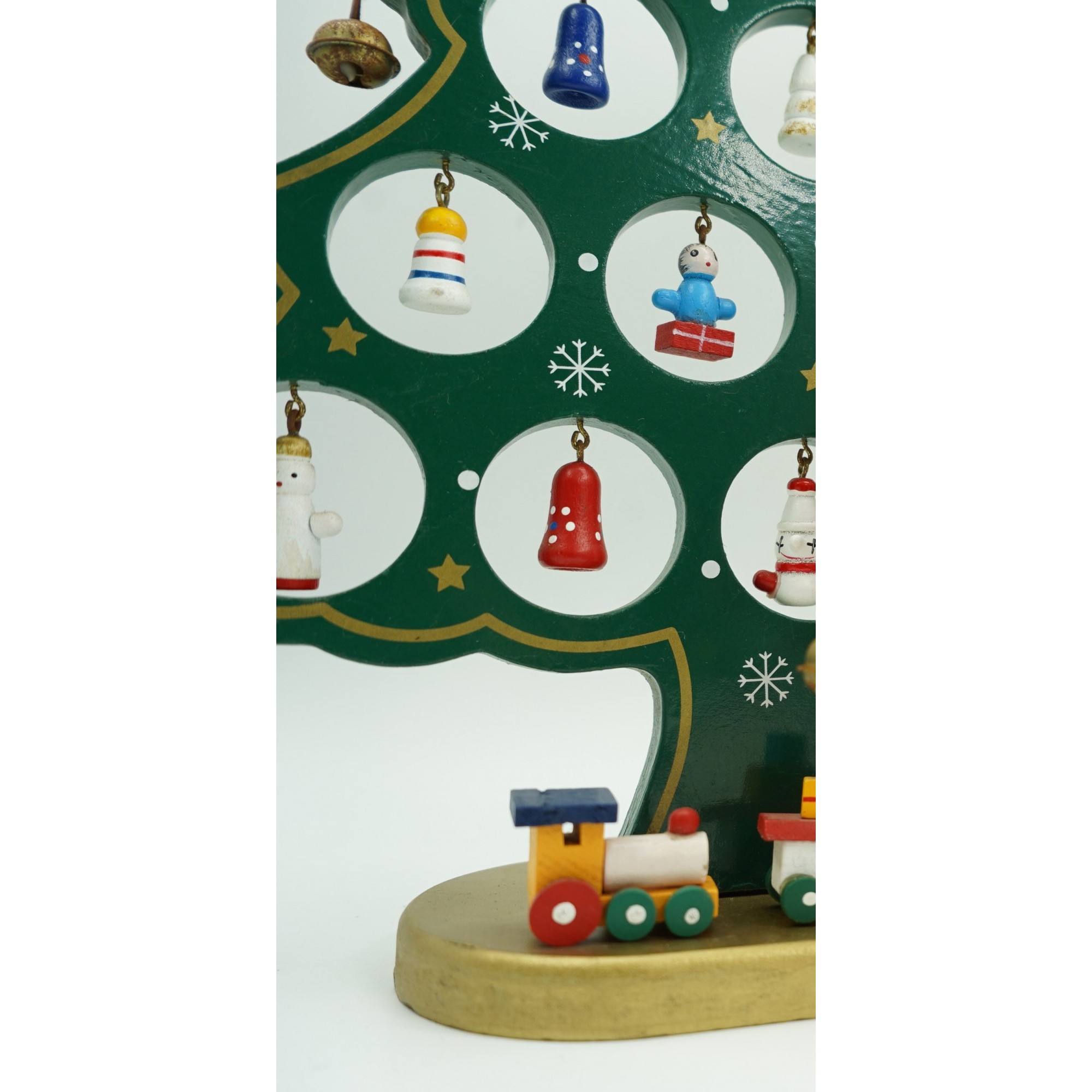 Decoratiune Craciun, Brad, Verde, 15 cavitati cu ornamente, 25.5 cm x 33 cm, Lemn, Flippy [4]