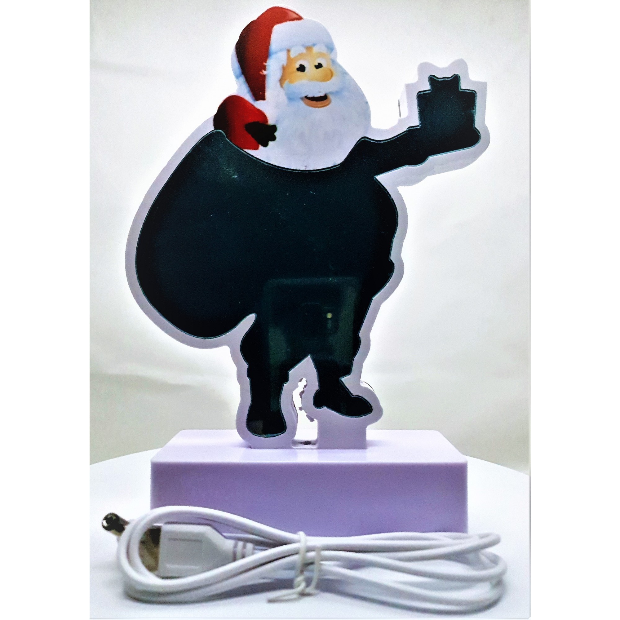 Decoratiune Luminoasa cu Baterii/USB Neon Model Mos Craciun 20 cm Alb Rece [4]