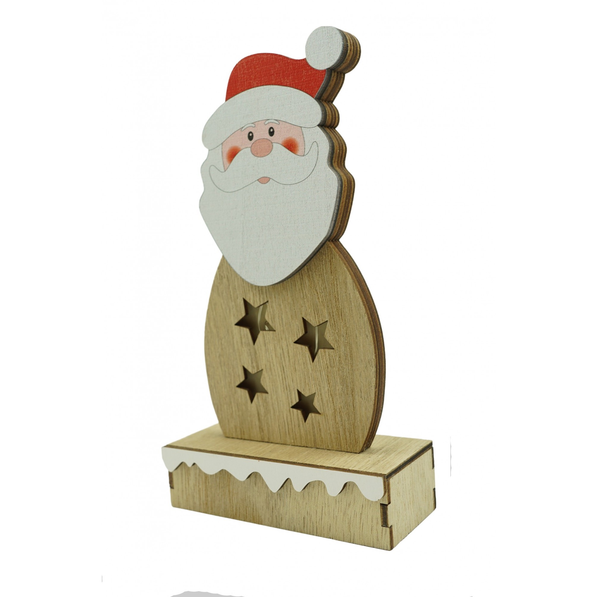 Decoratiuni Luminoase - Decoratiune luminoasa, Flippy, Mos Craciun, maro, lungime: 10 cm, latime: 5 cm, inaltime: 19 cm, lemn, interior/exterior