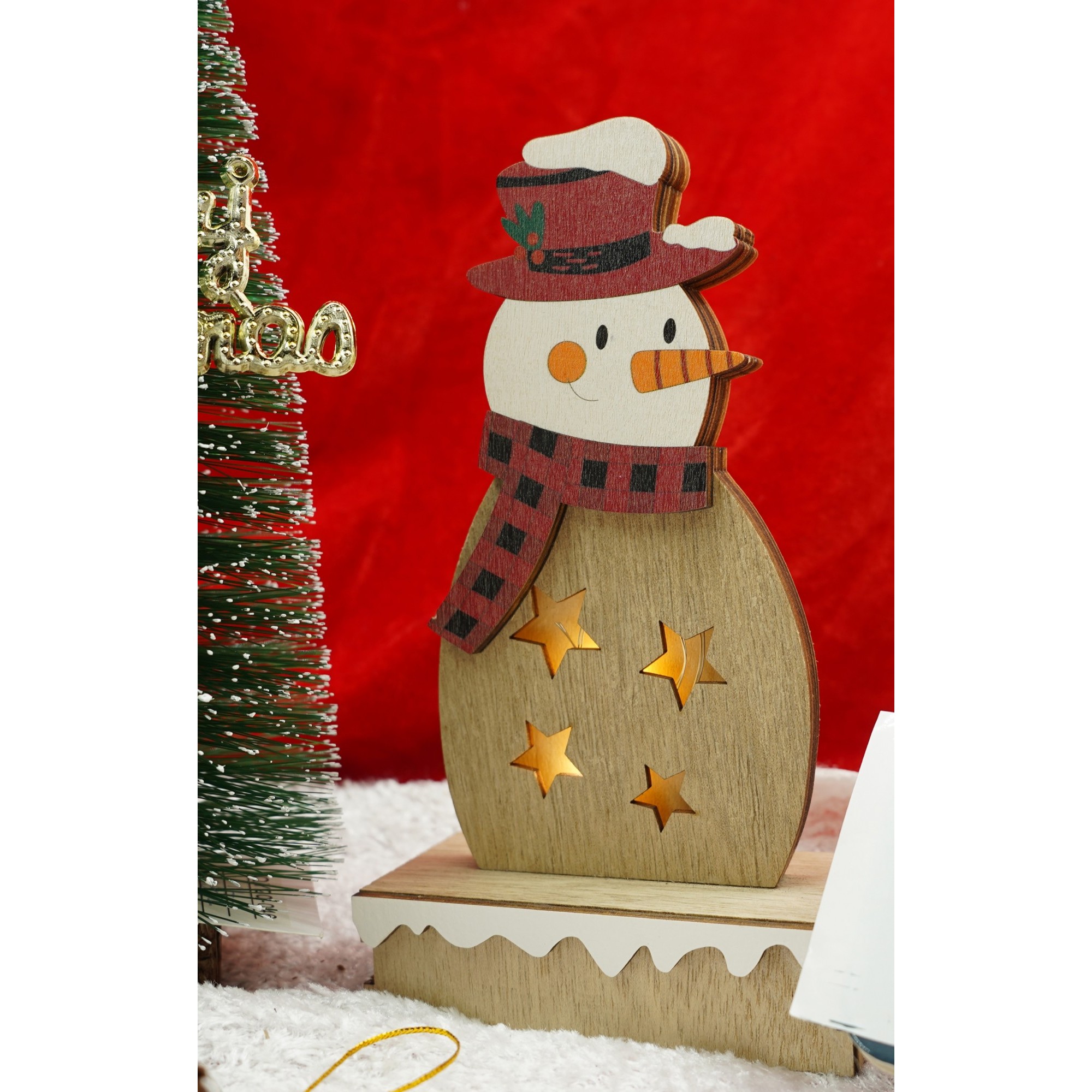 Decoratiune luminoasa, Flippy, Om de zapada, maro, lungime: 10 cm, latime: 5 cm, inaltime: 19 cm, lemn, interior/exterior [2]