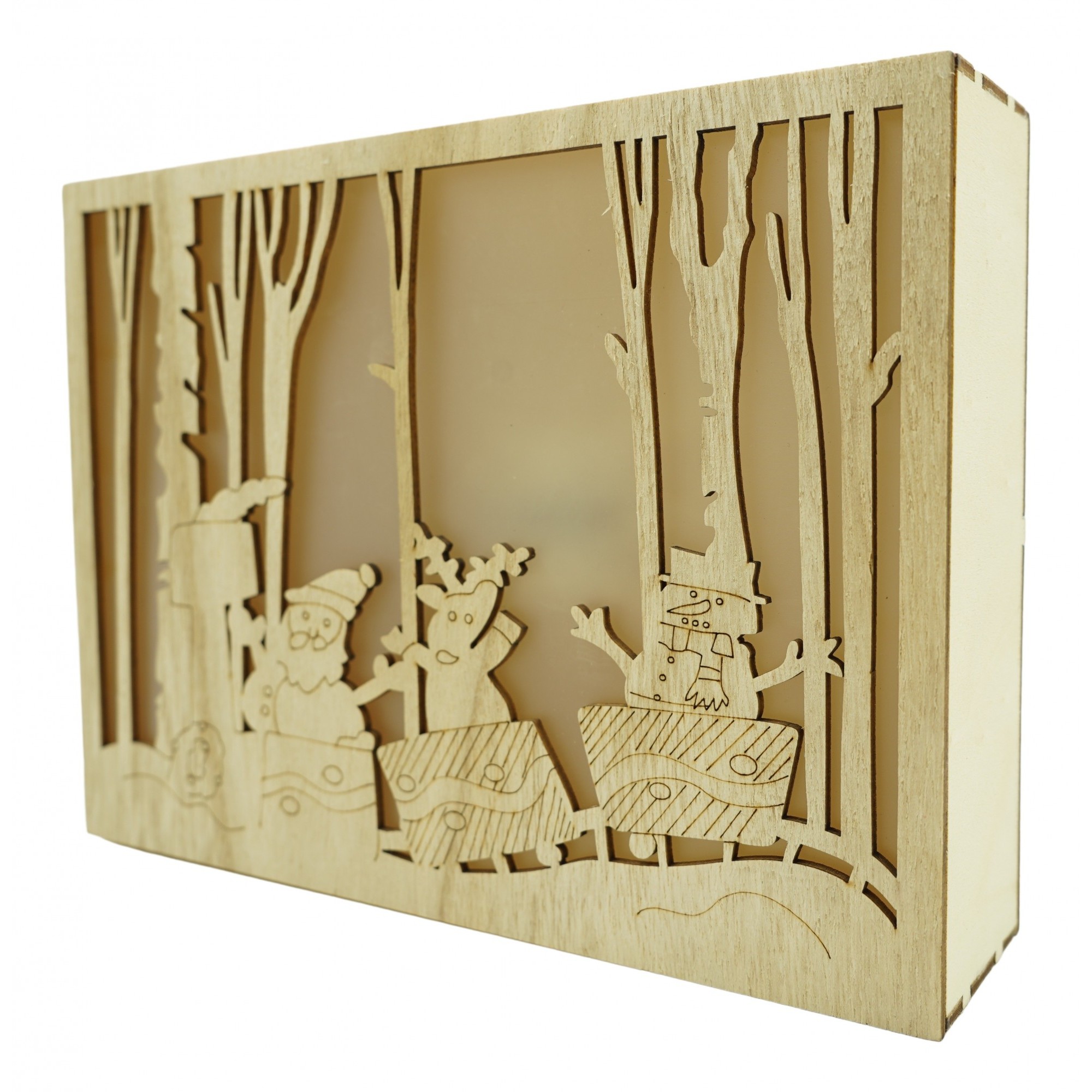 Decoratiuni Luminoase - Decoratiune luminoasa, Flippy, Peisaj de iarna - Mos Craciun, maro, lungime: 21 cm, latime: 5 cm, inaltime: 16 cm, lemn, interior/exterior