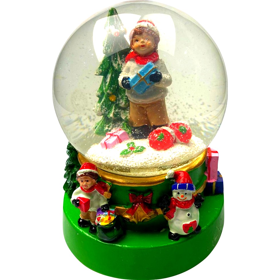 Decoratiune Muzicala Craciun - Decoratiune muzicala glob cu zapada, cu lumini si muzica, Mos Craciun, 15.5 cm, multicolor