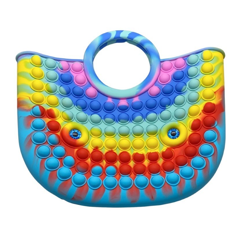 Genti, Portofele, Penare - Jucarie Antistres din silicon Flippy, Pop It Now And Flip It, Geanta mare, 28 cm, Multicolor, Model 2