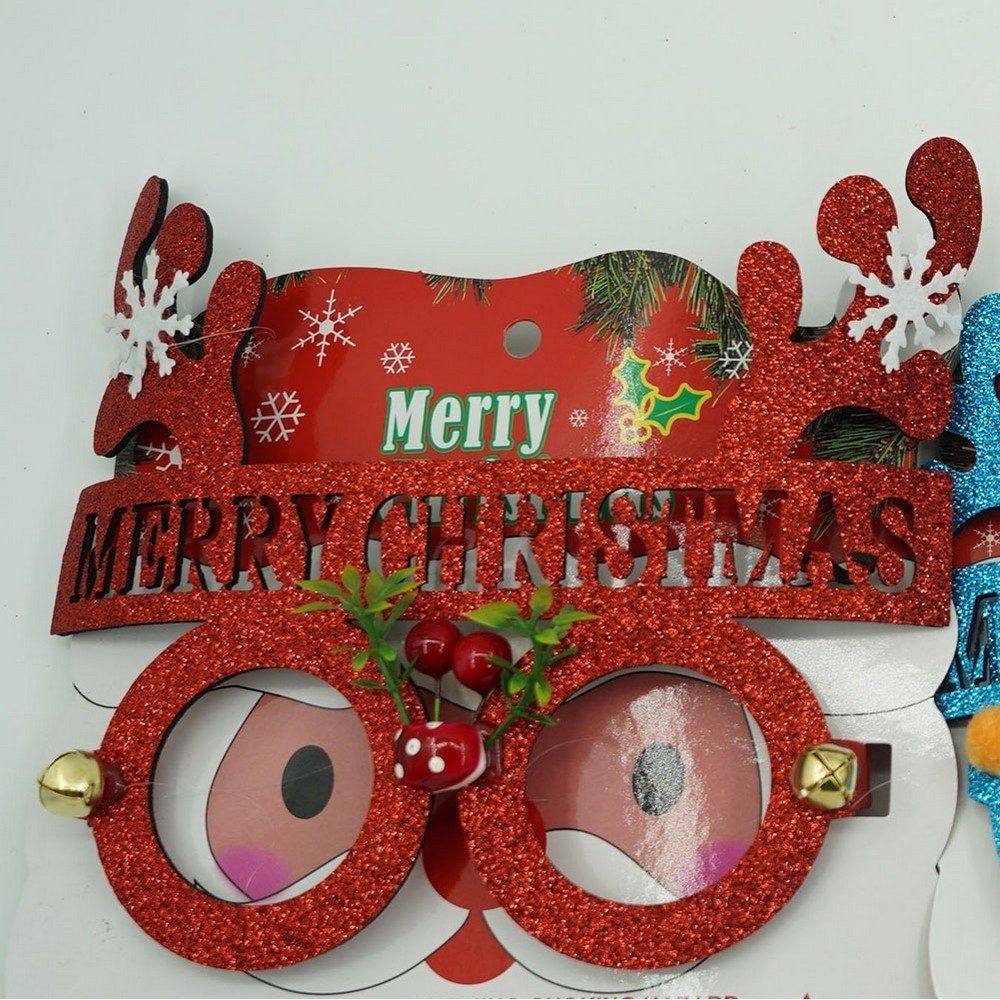 Ochelari petrecere de Craciun, rotunzi, Rosu, din Plastic si Poliester, Flippy [9]