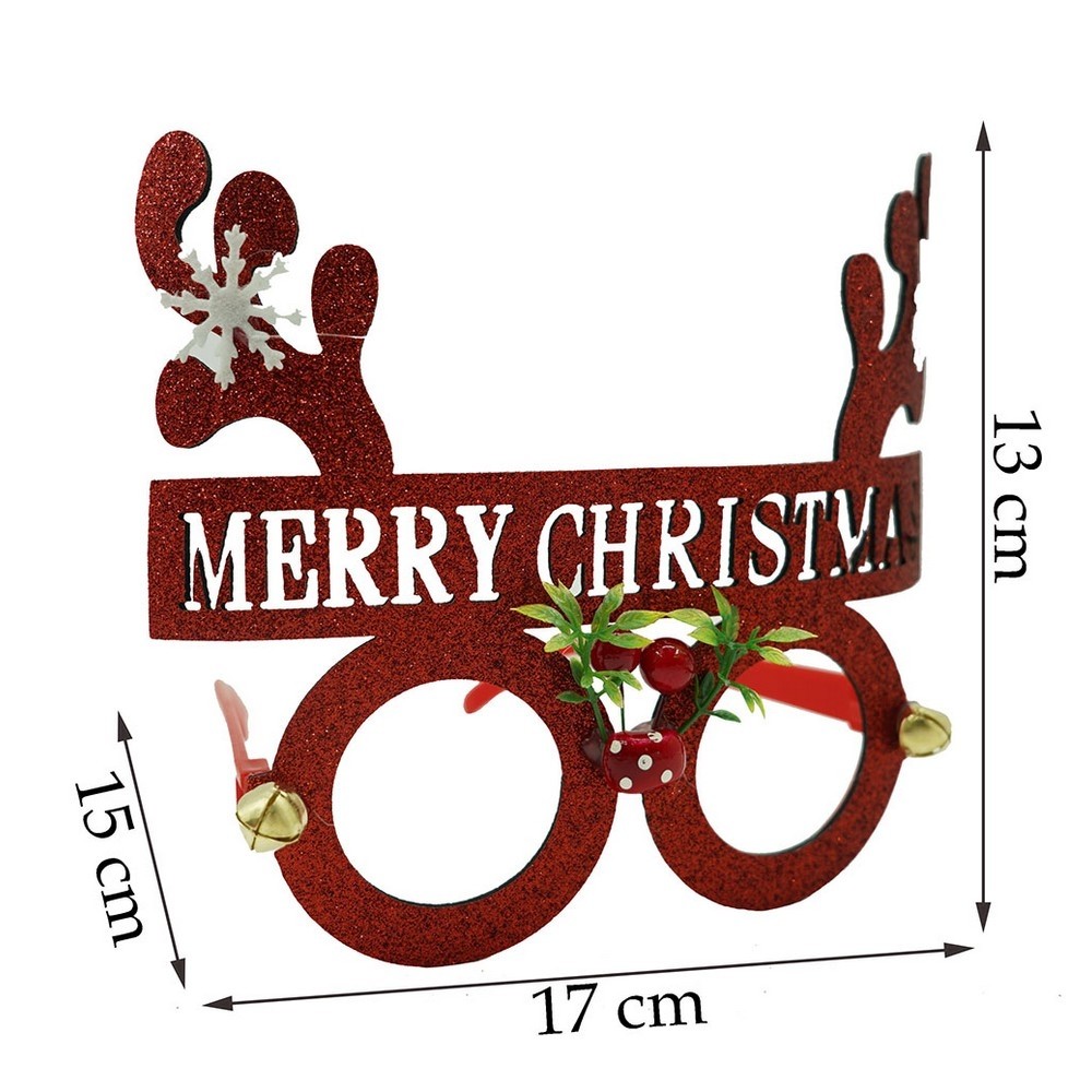 Ochelari petrecere de Craciun, rotunzi, Rosu, din Plastic si Poliester, Flippy [11]