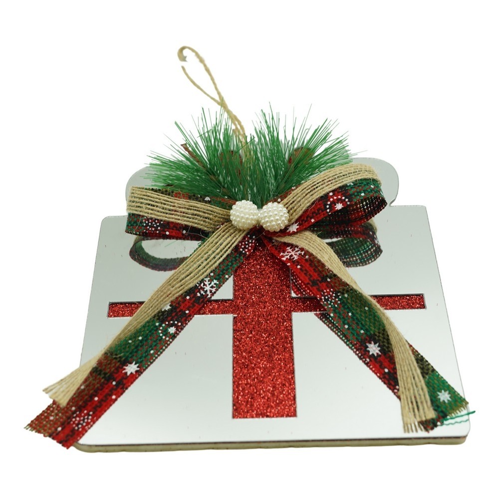 Ornamente Brad - Ornament brad, Flippy, Cadou, Argintiu, Lucios, 14*15CM, Acril, Interior/ Exterior