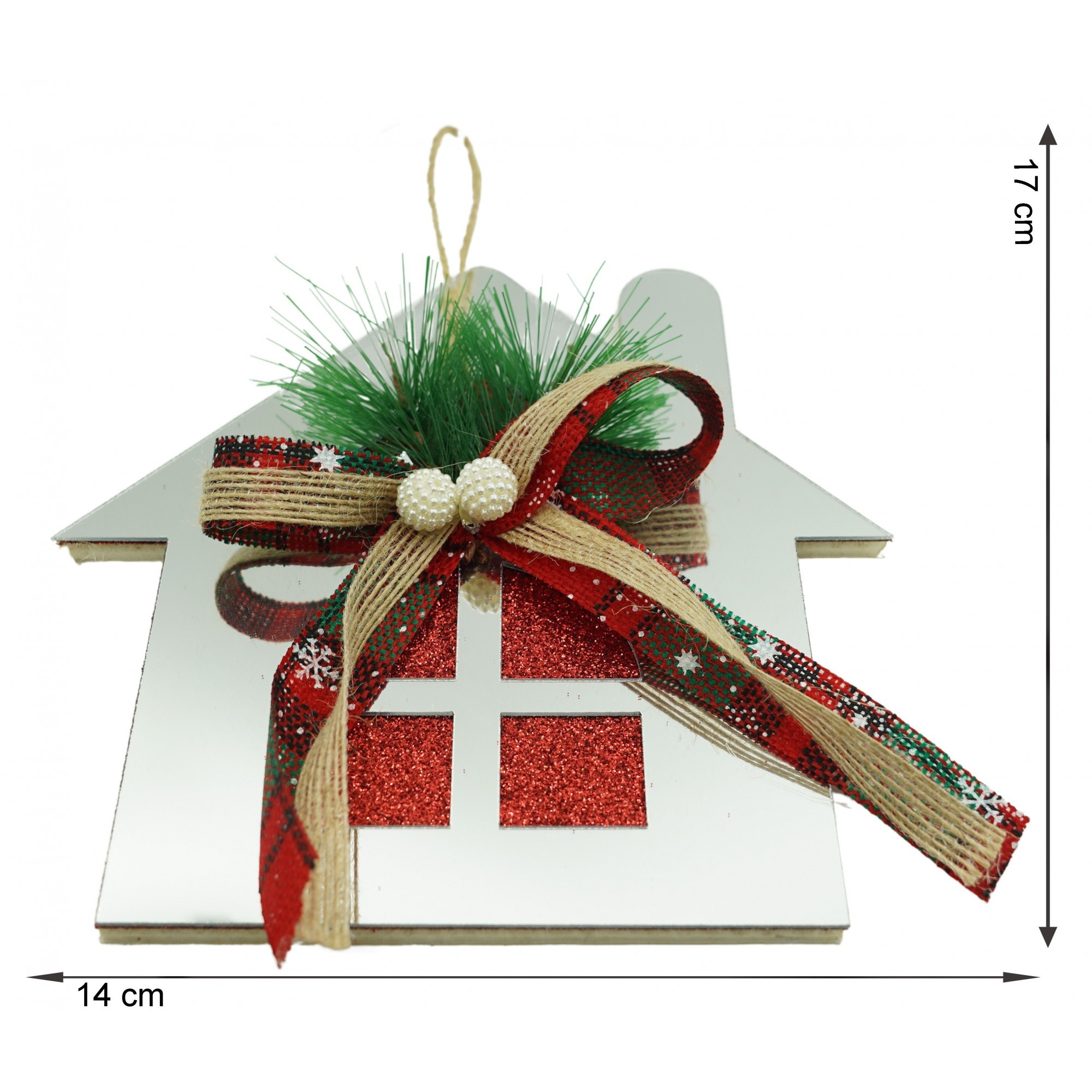 Ornament brad, Flippy, Casa, Argintiu, Lucios, 14*17CM, Acril, Interior/ Exterior [6]