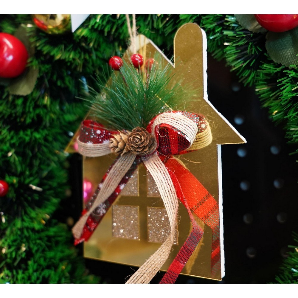 Ornament brad, Flippy, Casa, Auriu, Lucios, 16*17CM, Acril, Interior/ Exterior [9]