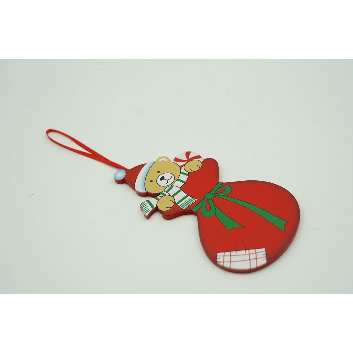 Ornament de brad ursulet, Flippy, rosu, lemn, 14 cm [3]
