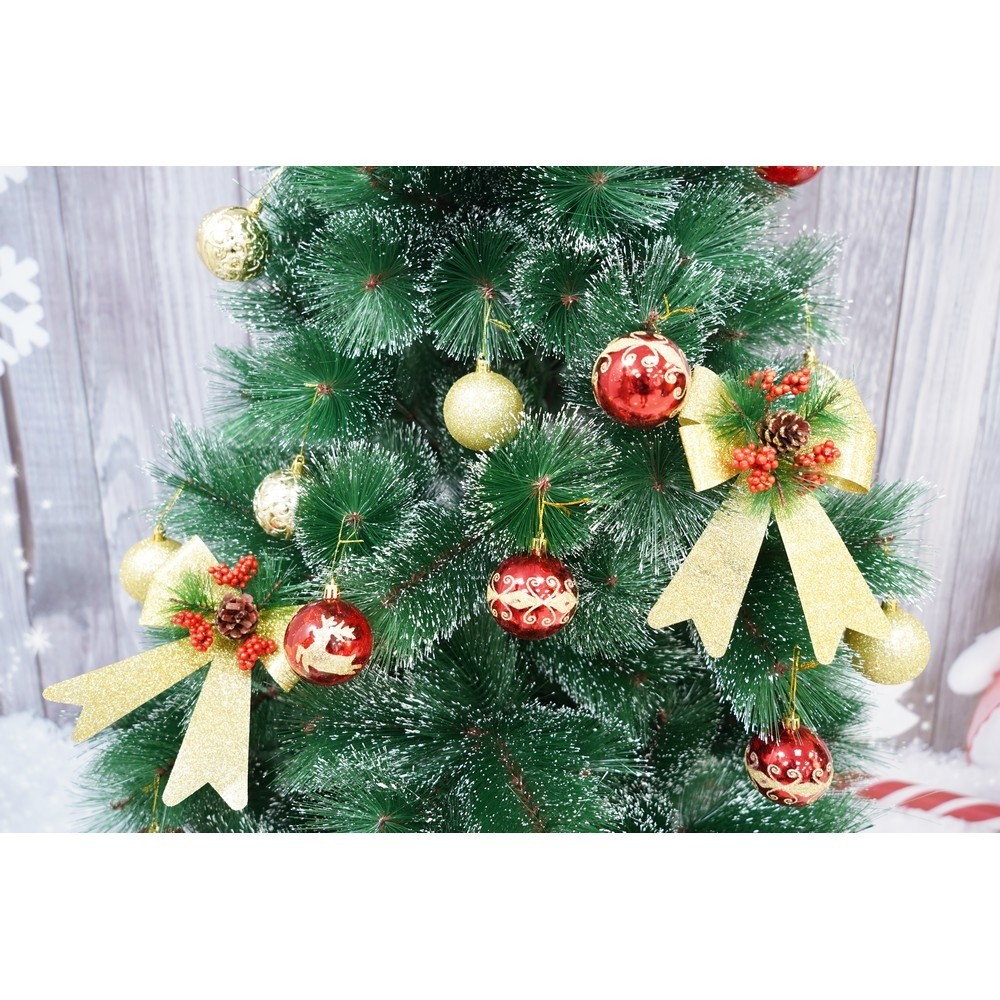 Set 2 fundite pentru brad, Aurii, decorate, cu sclipici, 14 x 19 cm, din poliester, Flippy [3]