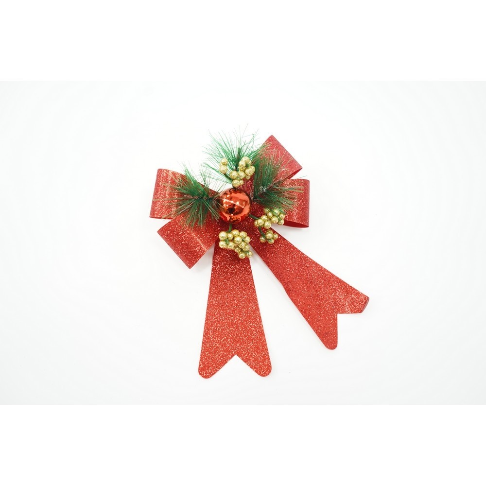 Set 2 fundite pentru brad, Rosii, decorate, cu sclipici, 14 x 19 cm, din poliester, Flippy [5]